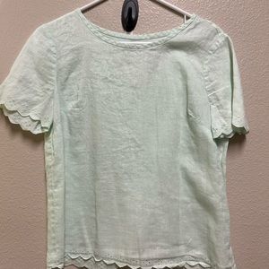 Pretty, mint green linen top. J. Crew size 4